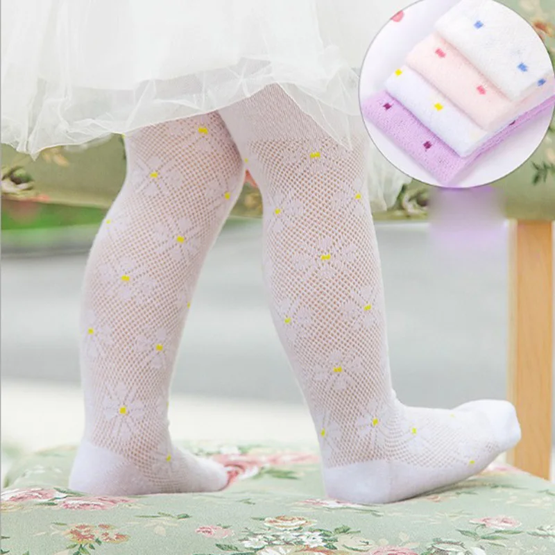 

Summer Mesh Baby Tights Cotton Stockings Girls Toddler Kids Dancing Flower Pantyhose