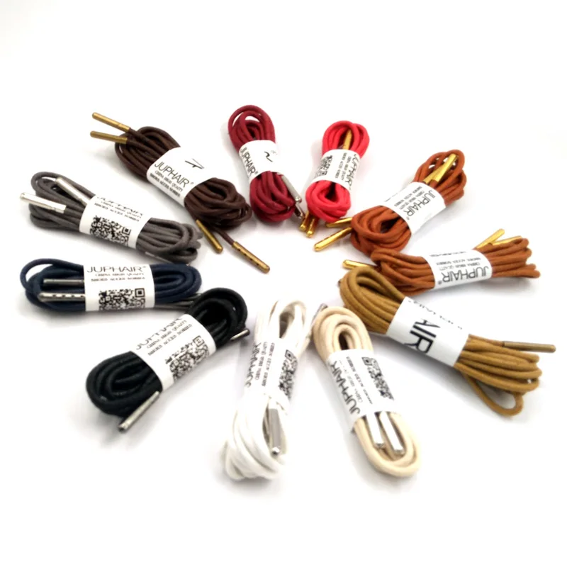 1 Pair 80-160 cm Waxed Colored Shoelaces Leather Laces Loadingr Boots Shoes Cord  Unisex Matching high-grade metal shoelace head