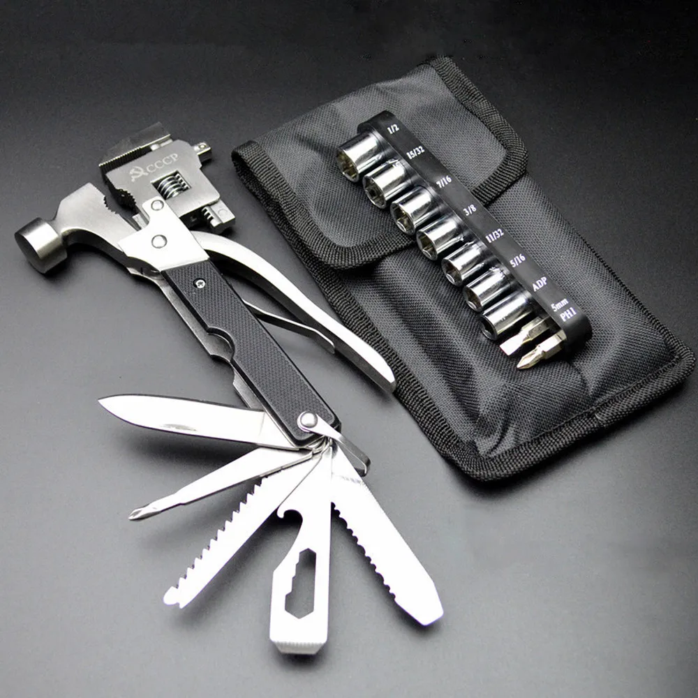 2017 Multifunctional Hammer With Knife Plier Saw File Screwdriver
