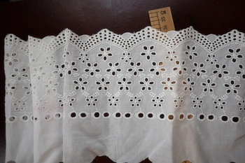 

14 yards cotton lace fabric by the yard, ivory white cotton embroidered lace fabric, daisy floral lace fabric