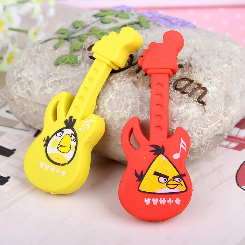 4 pcs/lot Novelty erasers for kids Cute guitar shaped colorful rubber
