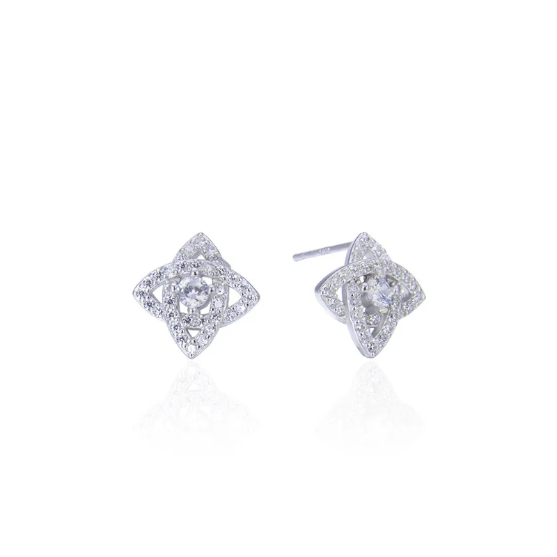 

YJAR002253 New Women Jewelry S925 Pure Silver Earrings Simple Zircons Fashion Accessories Ladies Ear Studs