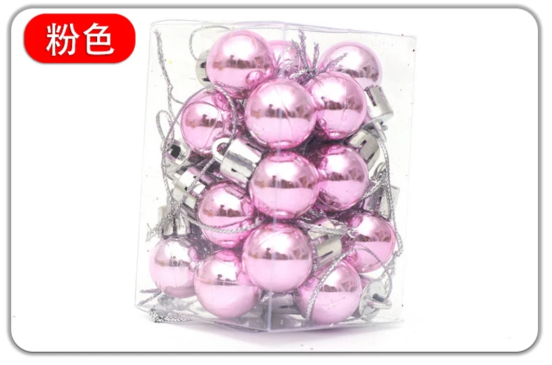 Шары 2 см в коробке мини рождественские шары 24 Пластиковые Гальванические шары Рождественская елка декоративные аксессуары Разноцветные