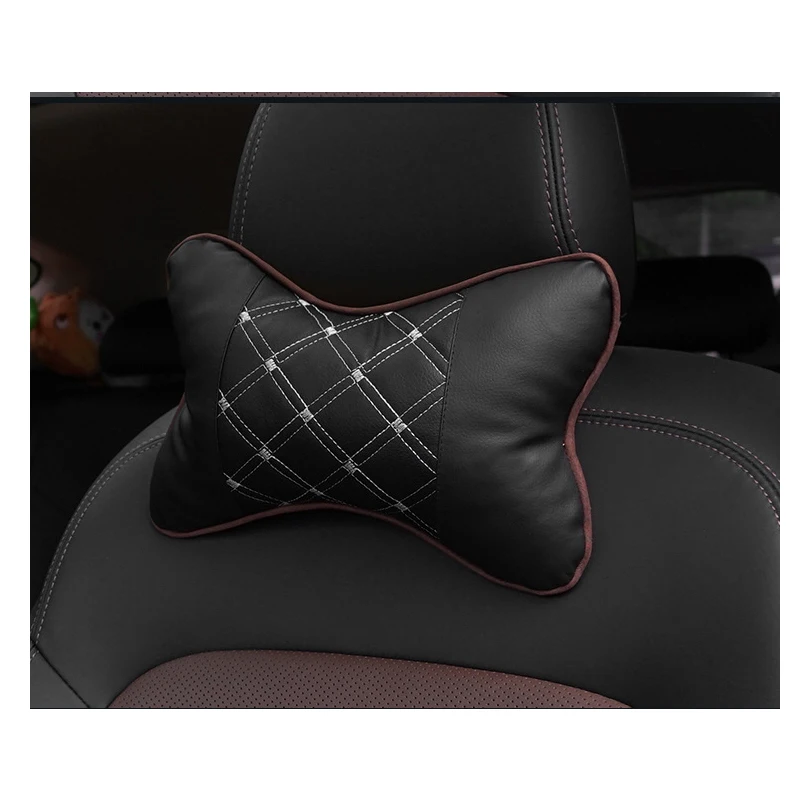 

LOEN 1PC Car Neck Pillow Headrest Seat Support Neck Care Cervical protective Pu Leather Care For BMW Toyata Honda LADA Hyundai
