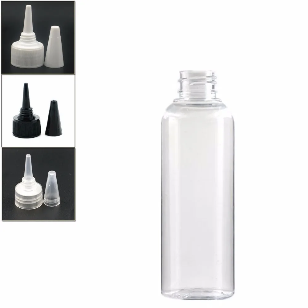 

200ml empty plastic bottle, clear pet bottle with transparent/white/black Twist Top Caps pointed mouth top lid