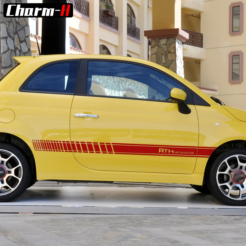 2 шт. наклейки на боковую юбку автомобиля FIAT 500|Наклейки автомобиль| |