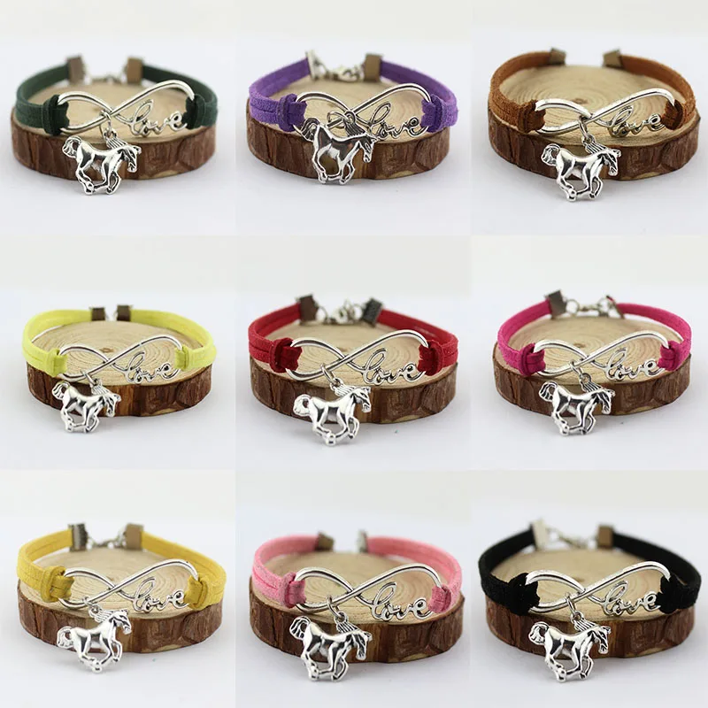 HLLZH Infinity Love Horse Charm Bracelets &ampBangles Handmade Weave Rope Leather For Women Men Festivals Gifts Jewelry | Украшения и