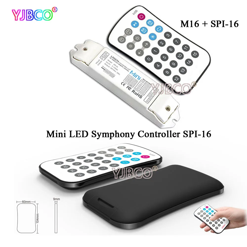 

M16 wireless remote+LED Symphony controller SPI-16 DC5-24V for ws2812/2811/2801,TM1812,LPD6803,9813 Magic led strip