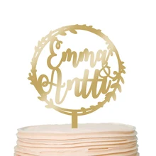 Персонализированные украшения для свадебного торта зеркальные парные названия Свадебные Украшения Акриловые Блестящие Украшения для торта товары для свадьбы вечеринки