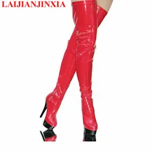 Laijianjinxia/более-колено женские Сапоги и ботинки для девочек круглый носок производительность ночной клуб женские сапоги 15 см Шпильки Zapatos Mujer Обувь для танцев