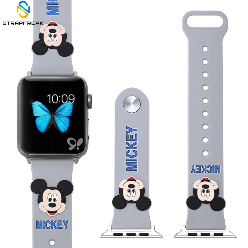 

Cute Mickey Mouse silicone strap for apple watch band 44 40 38 42 mm for iwatch 1/2/3/4 Replaceable Accessories