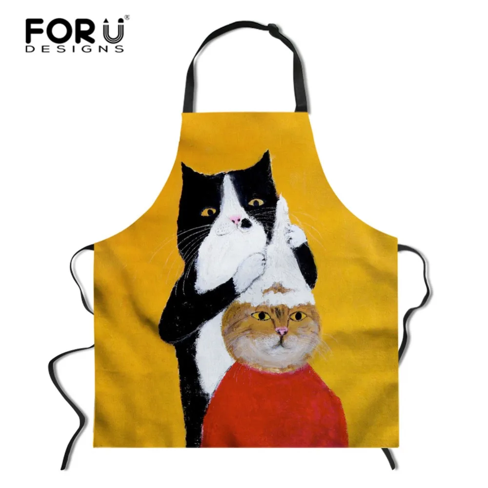 FORUDESIGNS/милый кухонный фартук для кошек женщина шеф повар официант кафе магазин