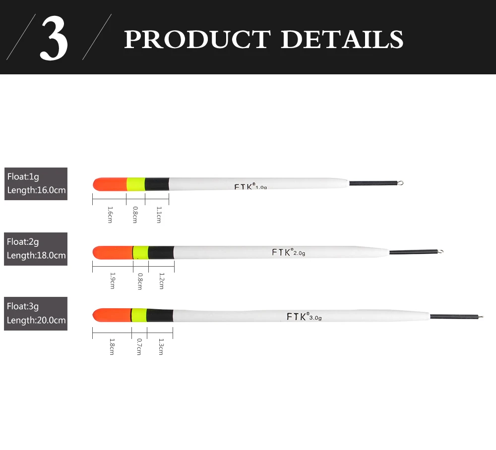 FTK Баргузинский ель 5 шт./лот поплавок для рыбалки длина 16 см 18 см 20 см поплавок 1 г 2 г 3 г для карпа рыболовные снасти аксессуары