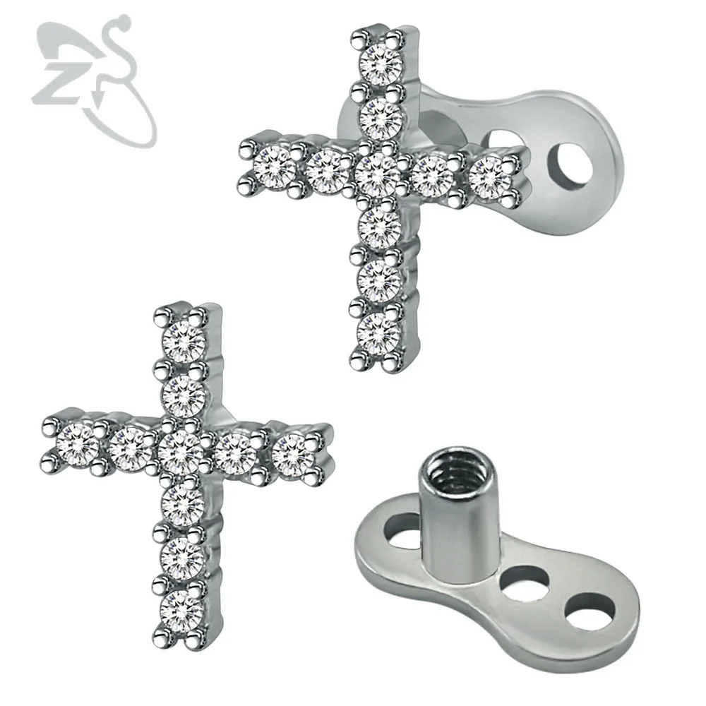 Croce Di Cristallo Naturale Dermal Anchor In Acciaio Inox Filettato Internamente Vite Micro Pelle Divers Dermal Anchor Piercing Gioielli