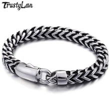 TrustyLan Модный Блестящий серебряный цвет 316L браслет из нержавеющей стали мужские браслеты из натуральной кожи Дружбы мужские браслеты и браслеты