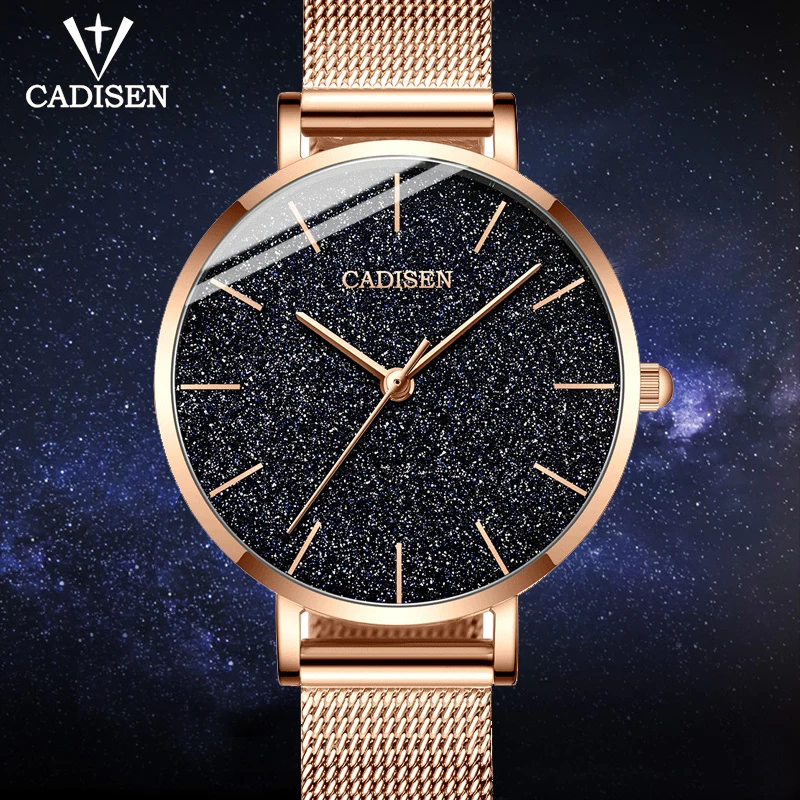 Новинка 2019 женские часы CADISEN роскошные брендовые модные кварцевые наручные для