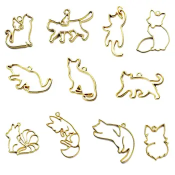 

11pcs/set Fox Cat Metal Frame Pendant Bezel Setting UV Resin Charm Jewelry Casting Craft DIY Mold