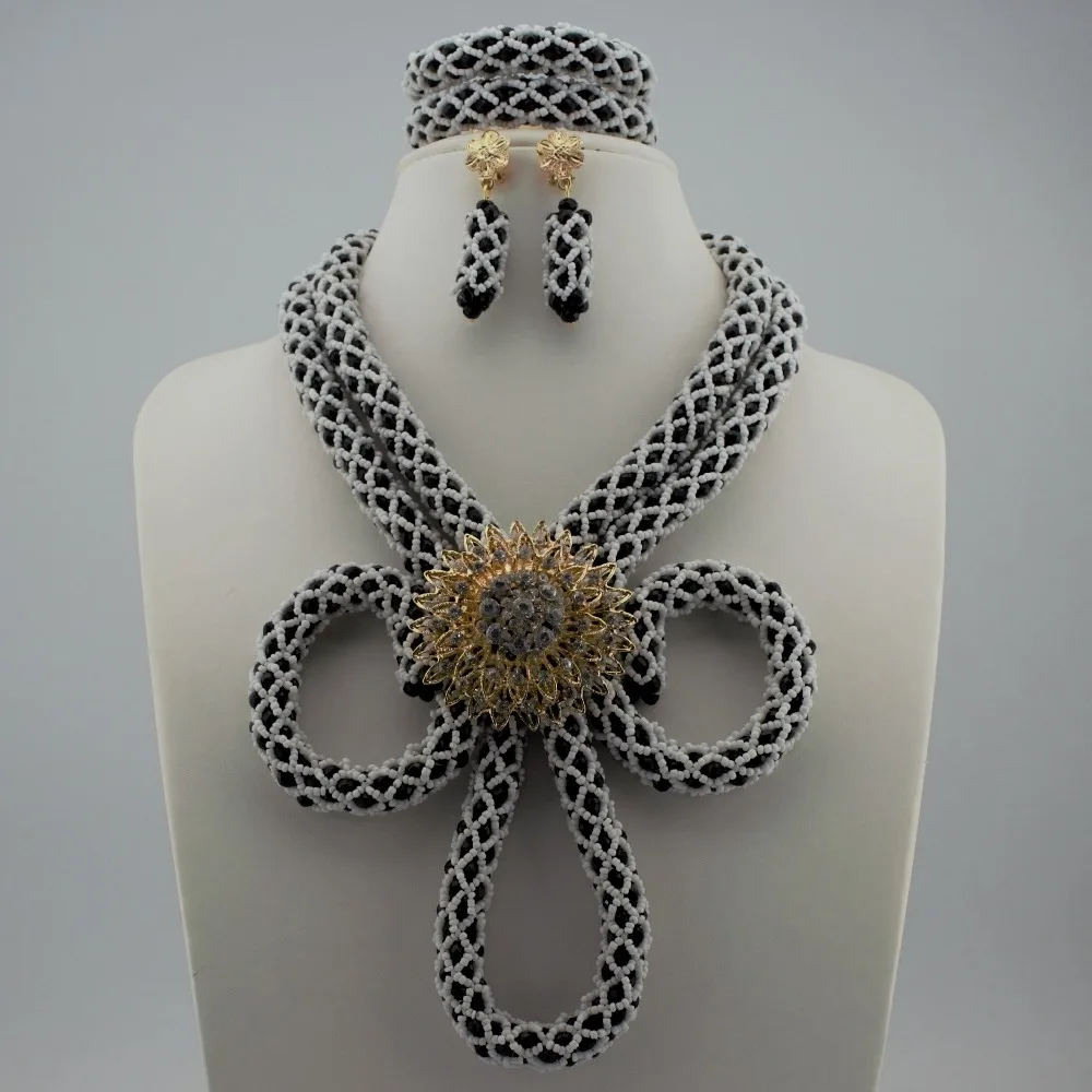 

New Black Bridal Jewelry Set Crystal Beads Set Graceful African Women Wedding Jewelry Set Party Jewelry Set Free Shipping ST208
