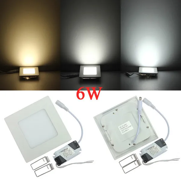 

6 Watt Square LED Ceiling Light Recessed Kitchen Bathroom Lamp AC85-265V LED Down light Warm White/Cool White/Naturally white