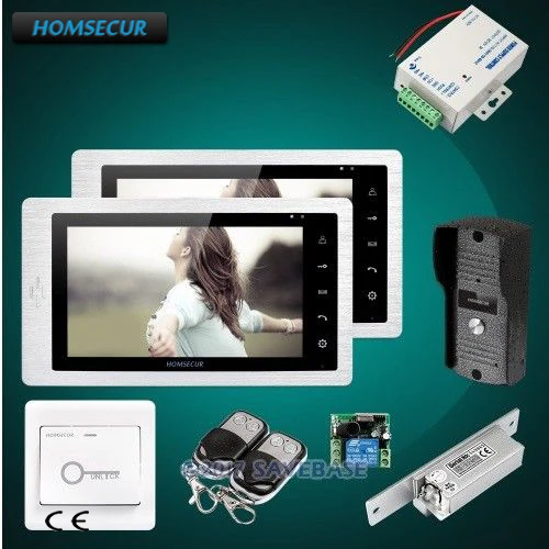 Homssecur 7 "Hands-free видео дверной телефон домофон система Электрический удар замок комплект в комплекте + металлический корпус камеры 1C2M