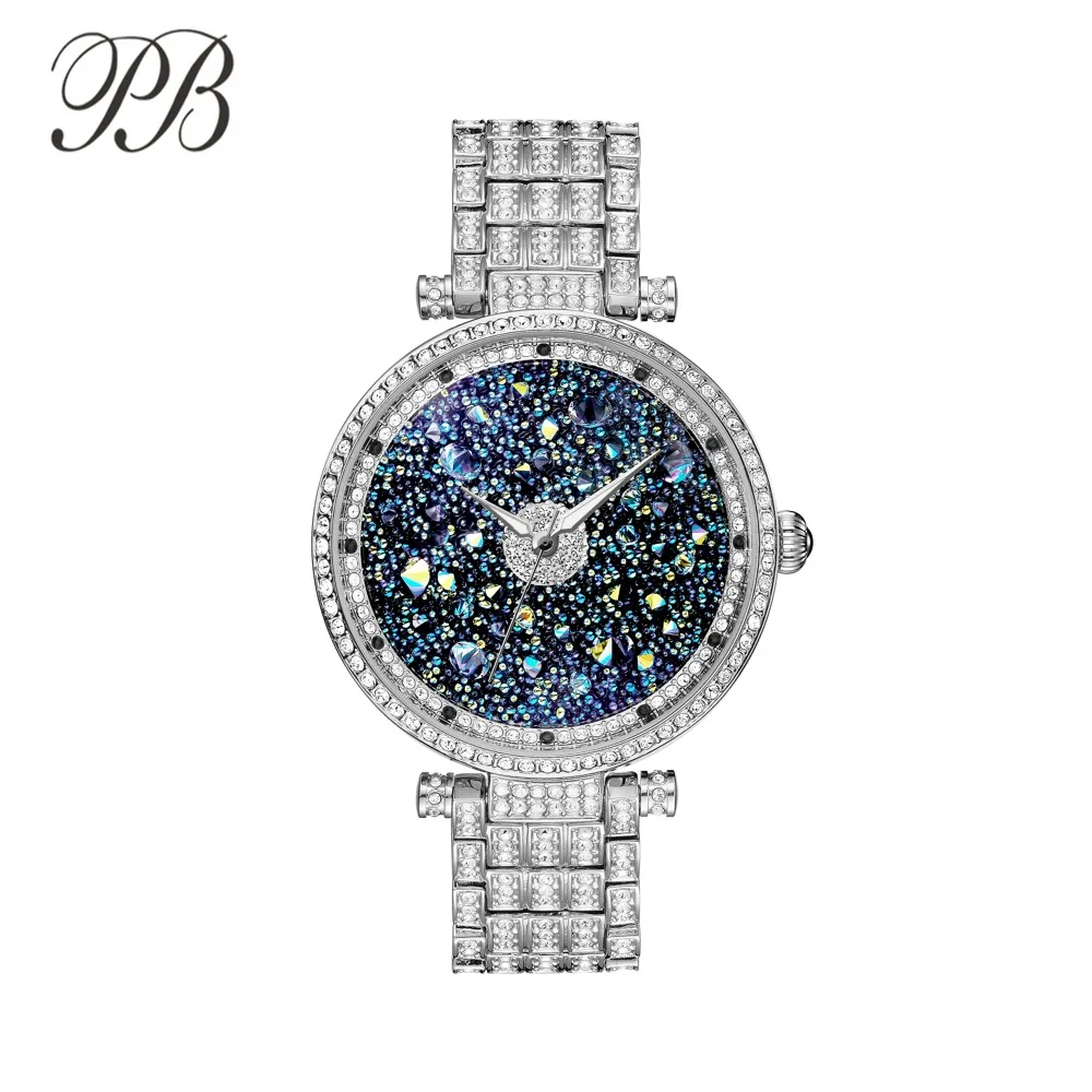 Hot Sell Quartz Watches Luxury PB Brand Women Watch Glitter Shiny Crystal Diamond Rose Gold Ladies Wristwatch Water Proof HL639 Hot Sell Quartz Watches Luxury PB Brand Women Watch Glitter Shiny Crystal Diamond Rose Gold Ladies Wristwatch Water Proof HL639