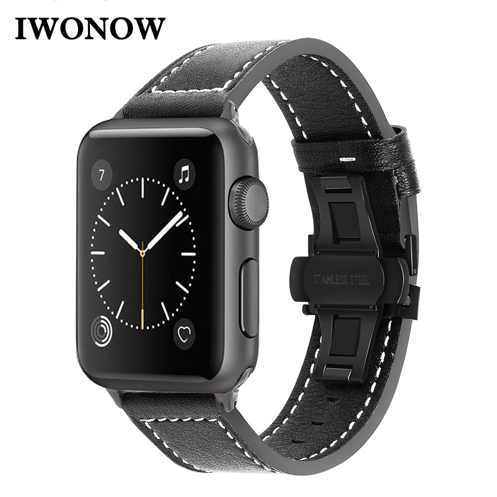 Кожаный ремешок iWonow для iWatch Apple Watch 38 мм 40 42 44 серия 5 4 3 2 1 мужской женский