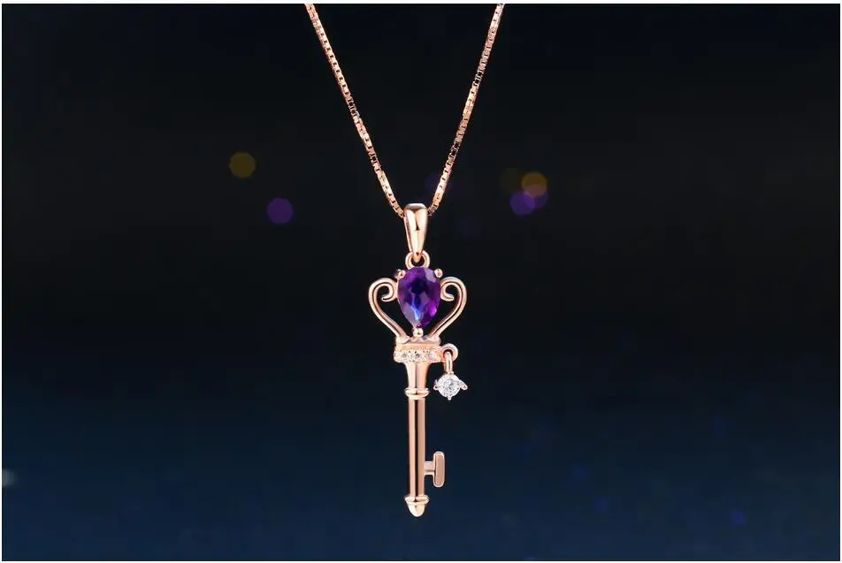 SHDEDE, подвеска в форме сердца, ожерелье для женщин, слеза, 0.4ct, натуральный аметист, розовое золото, 925 пробы, серебро, хорошее ювелирное изделие
