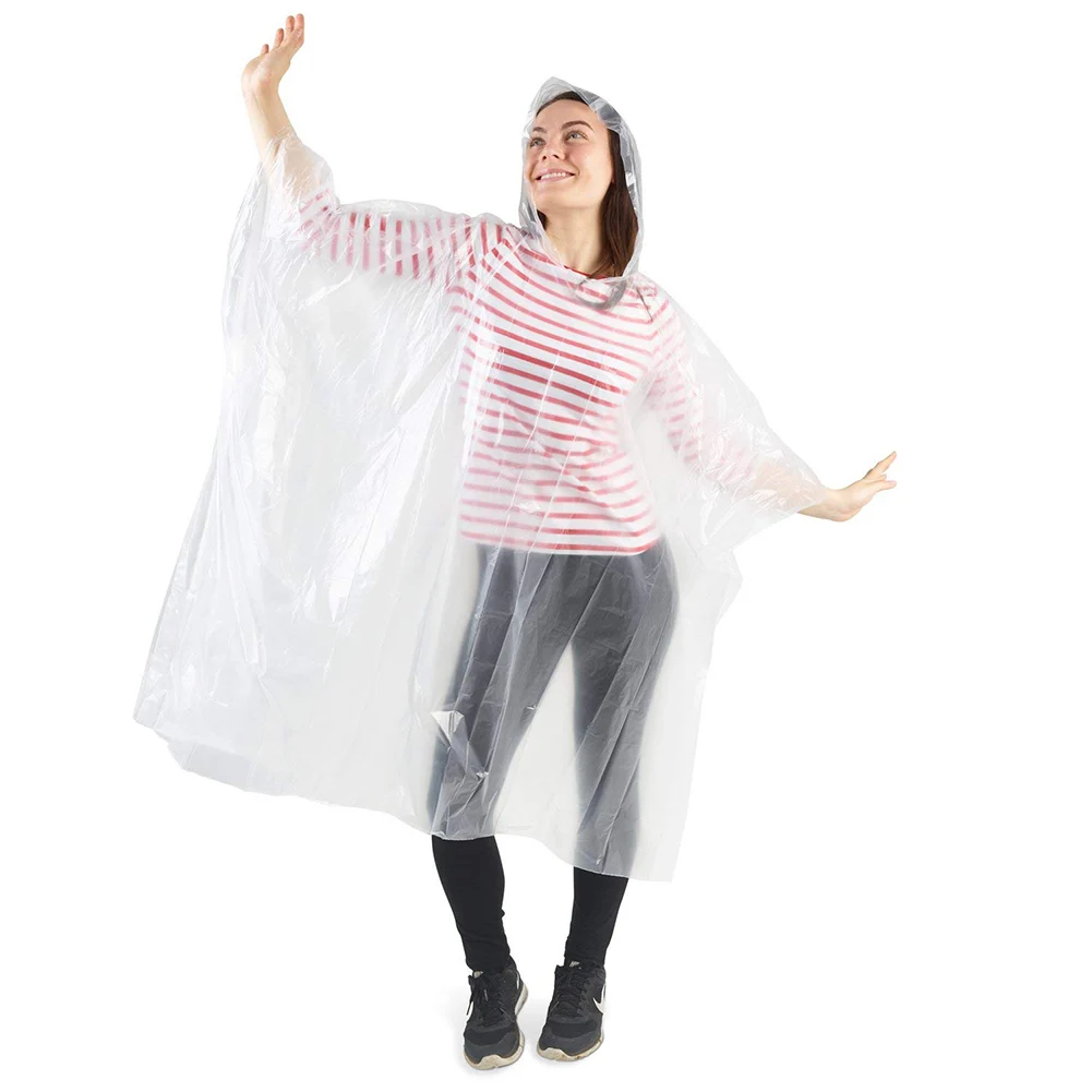 

Disposable Rain Coat Poncho Transparent Adult Emergency For Hiking Camping Fishing GQ999