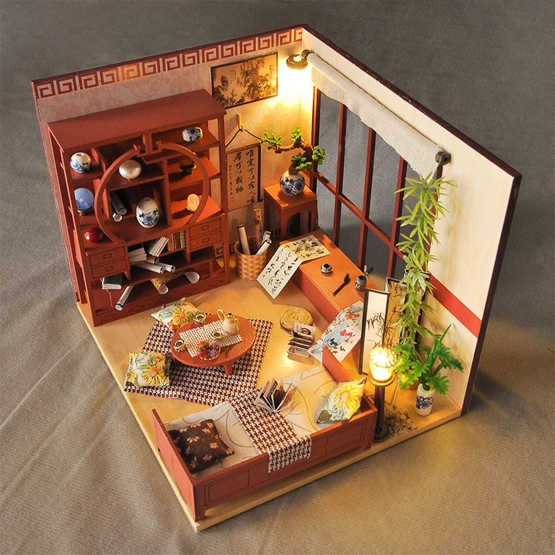 DIY Doll House Furniture Moxiangge Miniature Dollhouse Toys for Children Sylvanian Family House with All Accessories Lol House