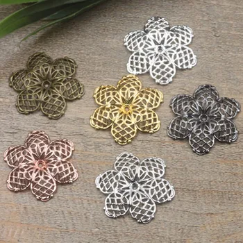 

27mm 6 Colors Plated Brass Hollow Flowers Setting Filigree Wraps Connectors Jewelry Findings cy873