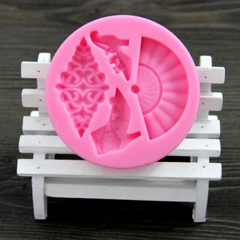 

Free Shipping Fashion Heels Fondant Cake Silicone Baking Chocolate Chip Cookies Clay Mold DIY Cartoon Fan A599
