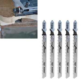 

5 Pcs T101B HCS 100mm Jigsaw Blade Clean For Wood T-Shank Jig Saw Blades