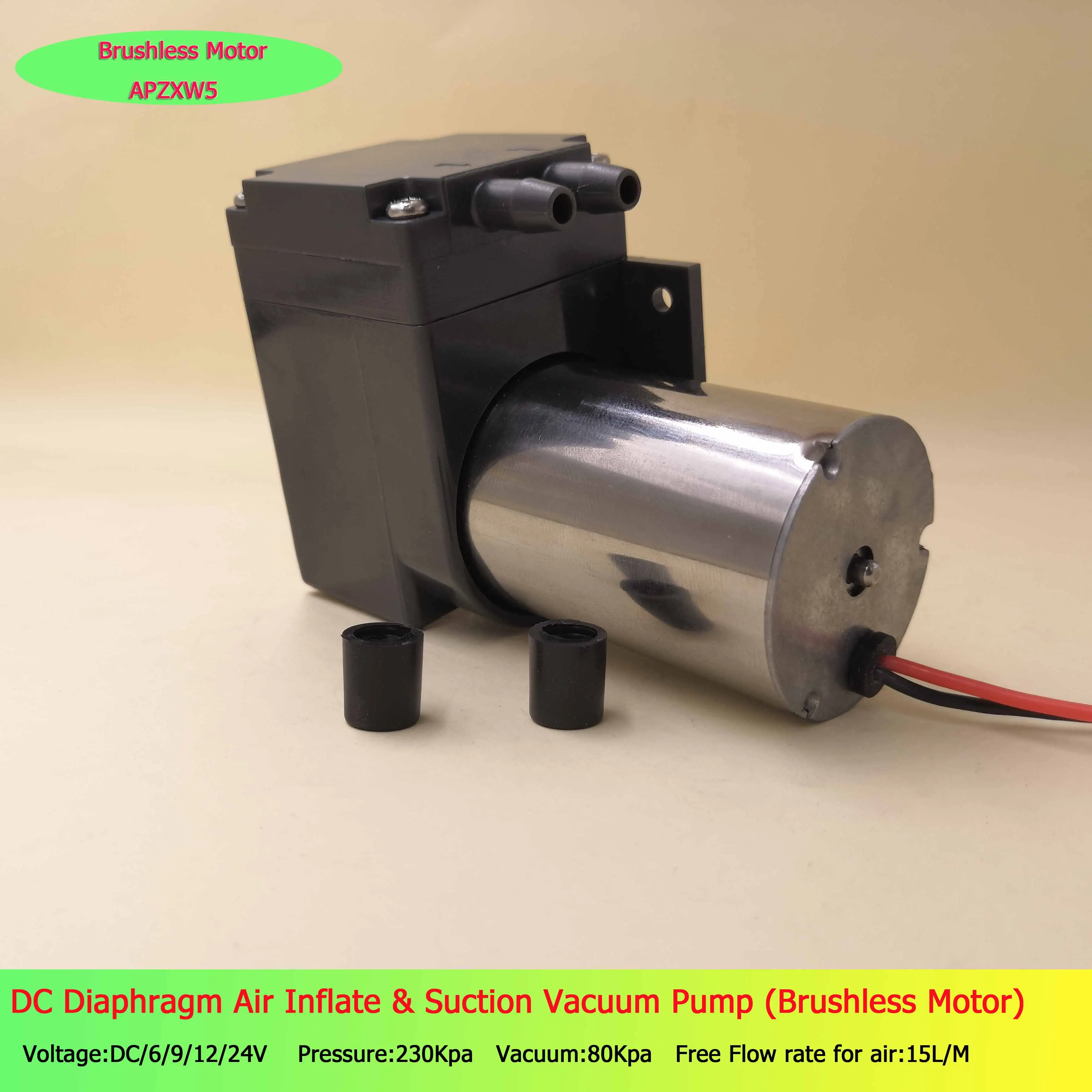 

2pcs 80kpa vacuum 15L/M Diaphragm electric 24/12v dc brushless pump