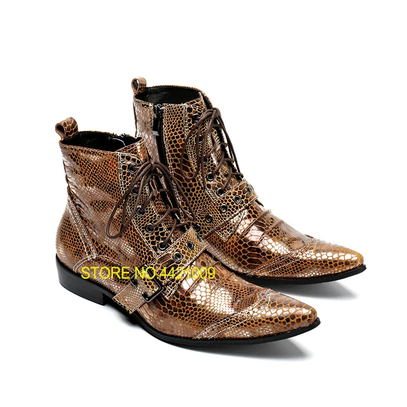 2018 Punk Genuine Leather Men Ankle Boots Pointed Toe Lace Up Mens Military Cowboy Boots High Top Strap Cool Men Martin Shoes 2018 Punk Genuine Leather Men Ankle Boots Pointed Toe Lace Up Mens Military Cowboy Boots High Top Strap Cool Men Martin Shoes
