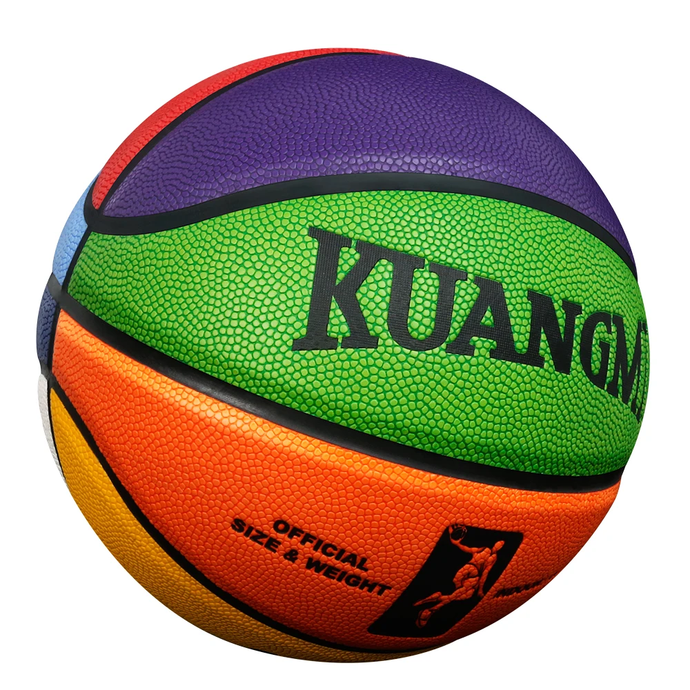 

New Kuangmi Colors PU Leather Parent-Child Basketball Indoor & Outdoor Men Women Teenage Children Ball Size5 Size6 Size7