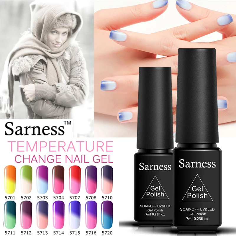 Sarness гель для ногтей Soak Off лак Клей Лак 8 мл изменение температуры Гель-лак
