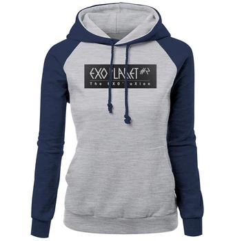 

Hoodies For Women 2018 New Arrival Autumn Fleece Winter Raglan Hoody Star EXO Kpop Clothing Women's Sportswear Kawaii Sweatshirt
