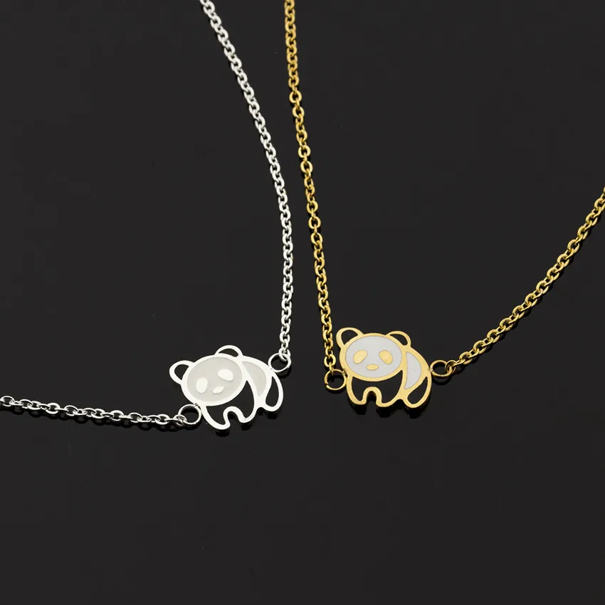 

Gold Stainless Steel Cute Animal Panda Cuff Bracelets Women Bangles Silver Girl Charm Pulseira Best Friend Wedding Jewelry Gifts