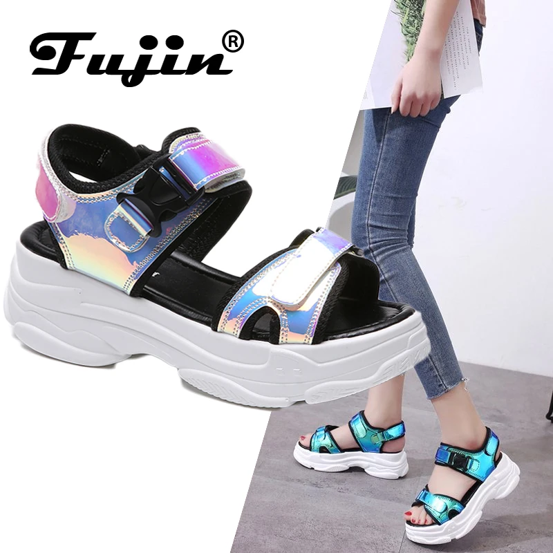 Fujin Brand Women Sandals 2019 New Fashion Ladies Casual Shoes Bling Wedges