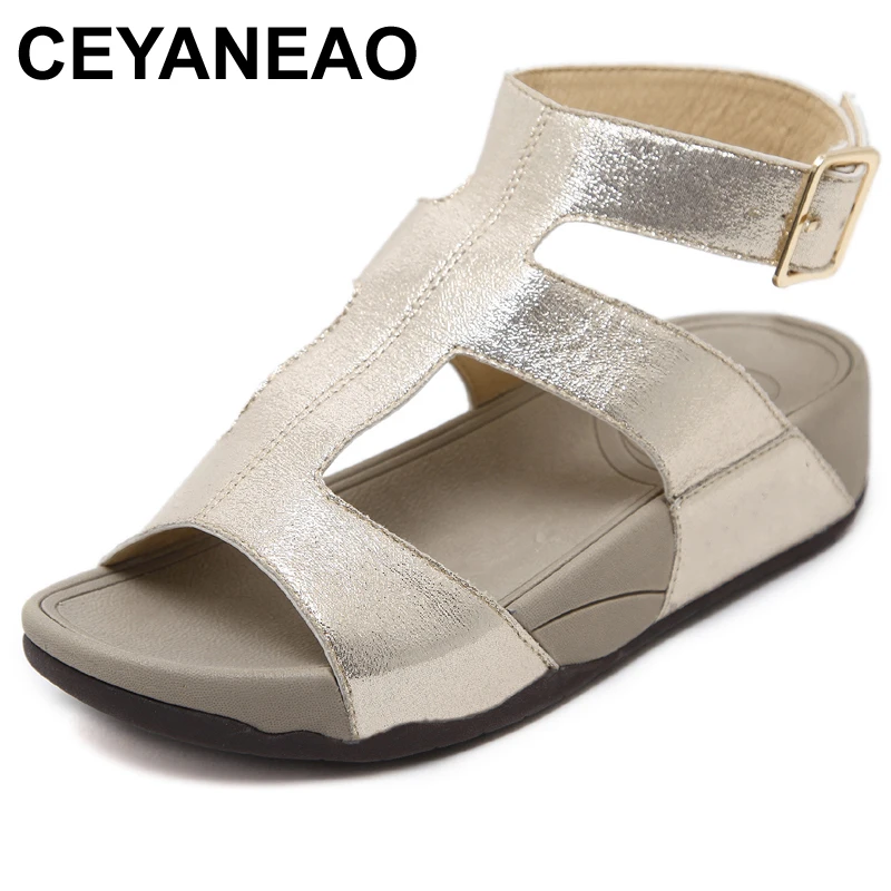 

CEYANEAOWomen Gladiator Sandals Flat Platform Wedge Heel Open Toe Ankle Strap Roman Strappy Sandals Slingback Summer CasualShoes