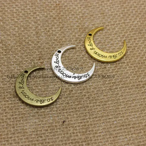 

PULCHRITUDE (20 pieces/lot) 27*30mm Vintage Metal Alloy Moon Cameo Letter Charms Jewelry Pendants Findings T0326