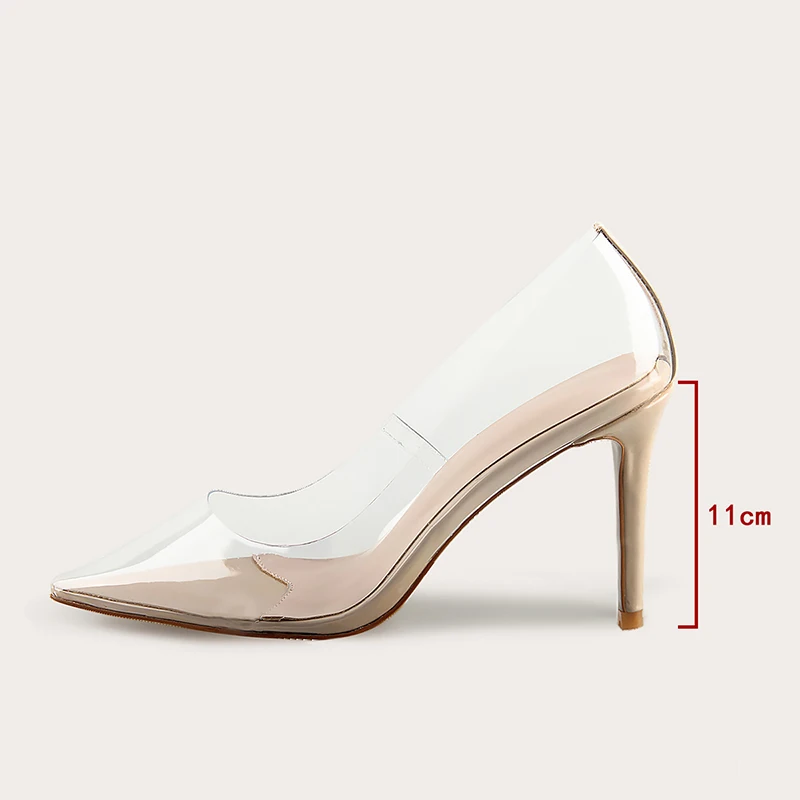 Perixir Hot Summer Shoes Clear PVC Sandals Perspex Heel Stilettos High Heels Point Toes Womens Party Shoes Nightclub Pumps 36-41