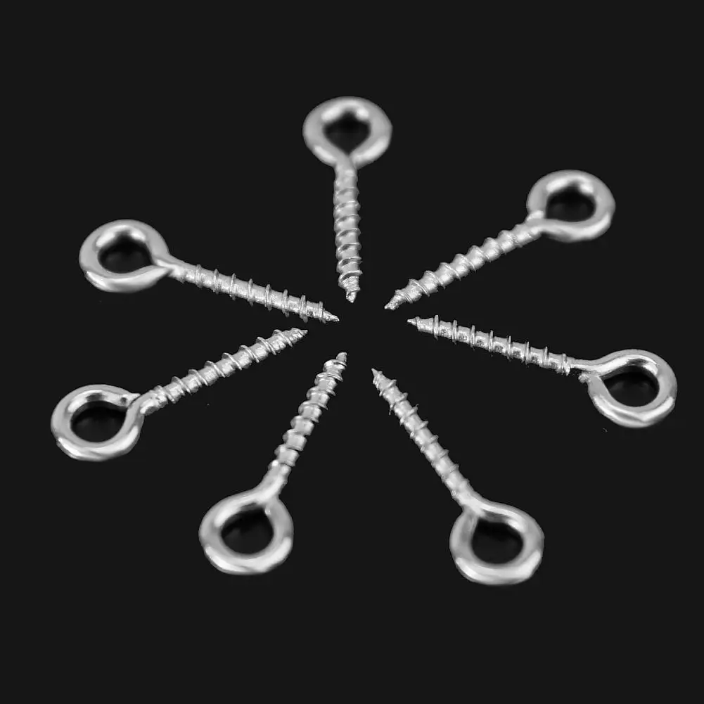 200Pcs 12mm Eye Pins Screw Eye Hooks Threaded Peg Tail Screw Stainless steel Silver White for