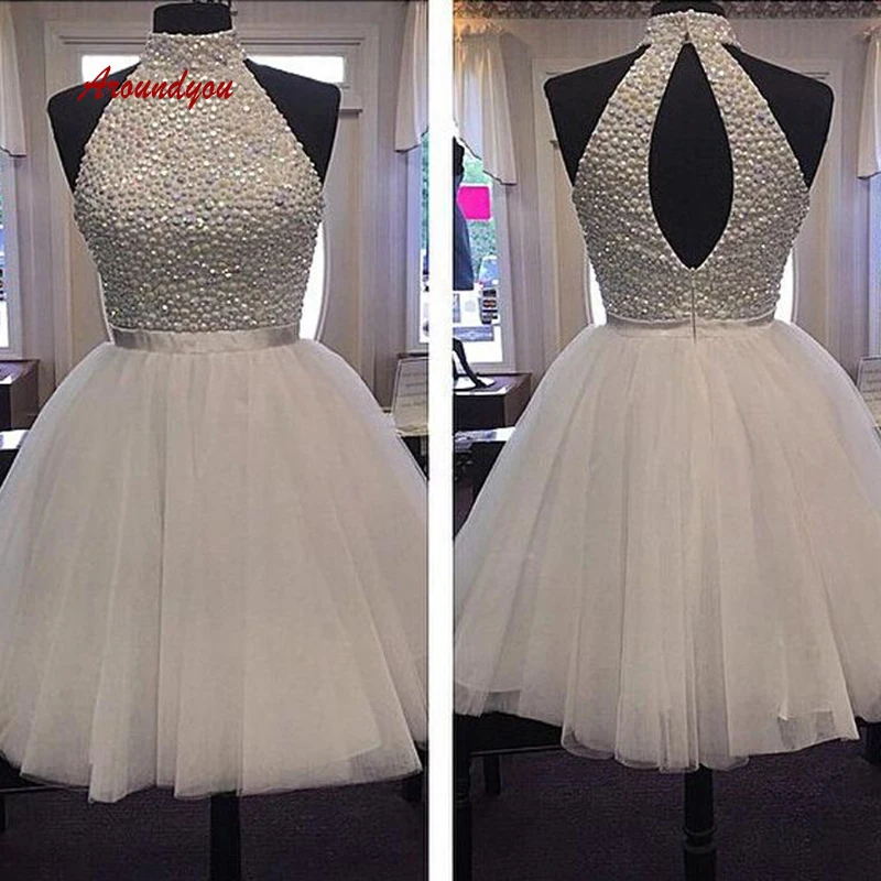 White Luxury Short Dresses Plus Size Mini Semi Formal