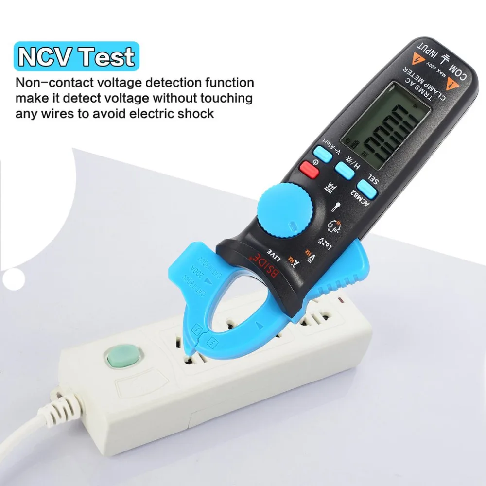 

BSIDE ACM82 Mini Digital Clamp Meter Multimeter True RMS Auto Range AC/DC Volt Amp Ohm Frequency Temperature NCV Tester