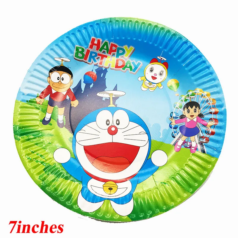 10 шт./упак. Винни Пух тема бумажные тарелки Винни Пух одноразовые тарелки Винни тематическая вечеринка на день рождения украшения - Цвет: Doraemon