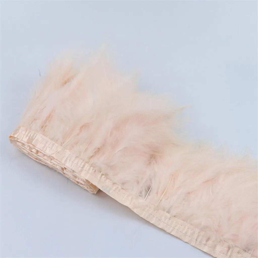 2 set 2m Long Turkey Hackle Feather Fringe Trim 5-6 inch Width Multi Use for Home Wedding Party Sewing Decorating - Well-dyed