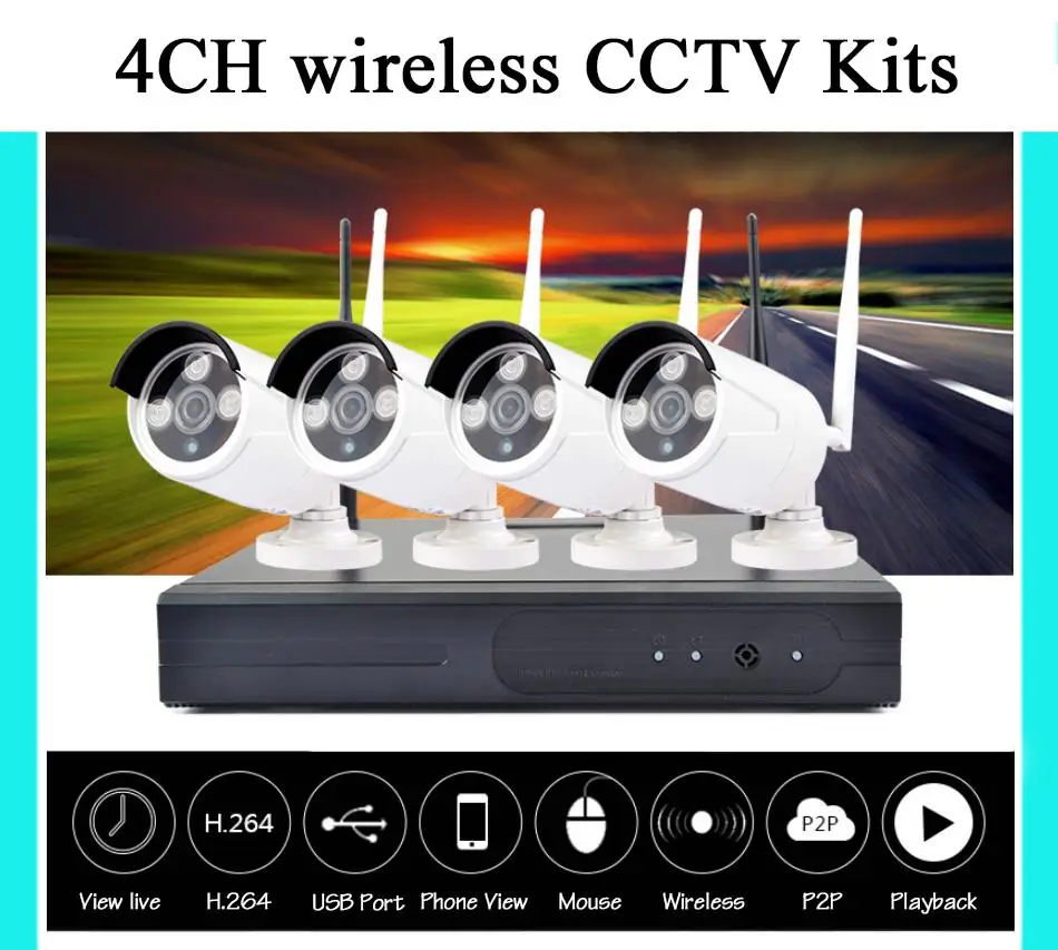 

4CH Wireless NVR CCTV System 960P IP Camera WIFI Waterproof IR Night Vison Home Security Camera Surveillance Kit 2TB HDD