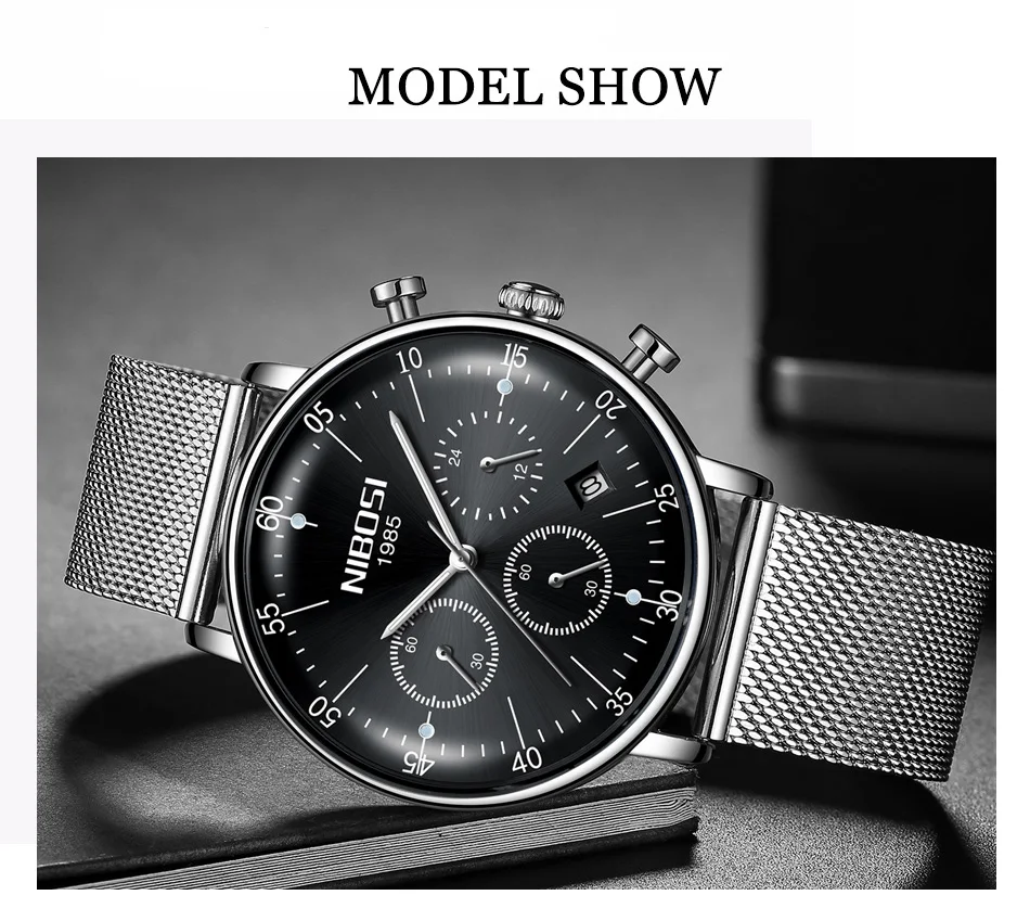 Erkek Kol Saati Markalar NIBOSI Silver Watches Men 2018 Luxury Brand Sports Casual Create Watch For Gift Waterproof With Date    (4)