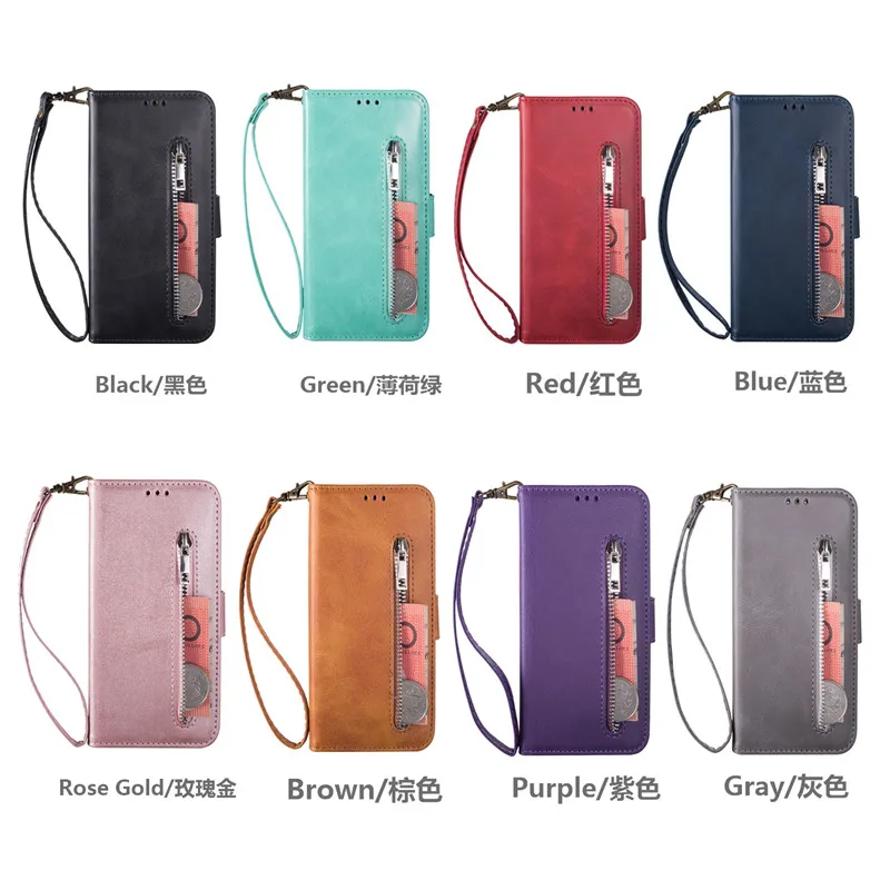 Zipper Case For Samsung A70 A50 A20E A40 A60 A20 A30 A10 S A90 5G M10 M20 M30 M40 A7 A6 Plus J8 A5 Flip Leather Cover